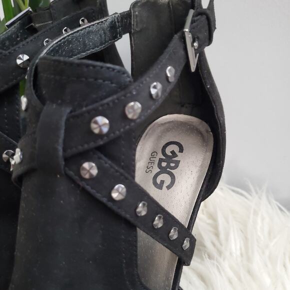 GBG Guess Black Open Toe Platform Stiletto Heels 9M - Picture 7 of 9